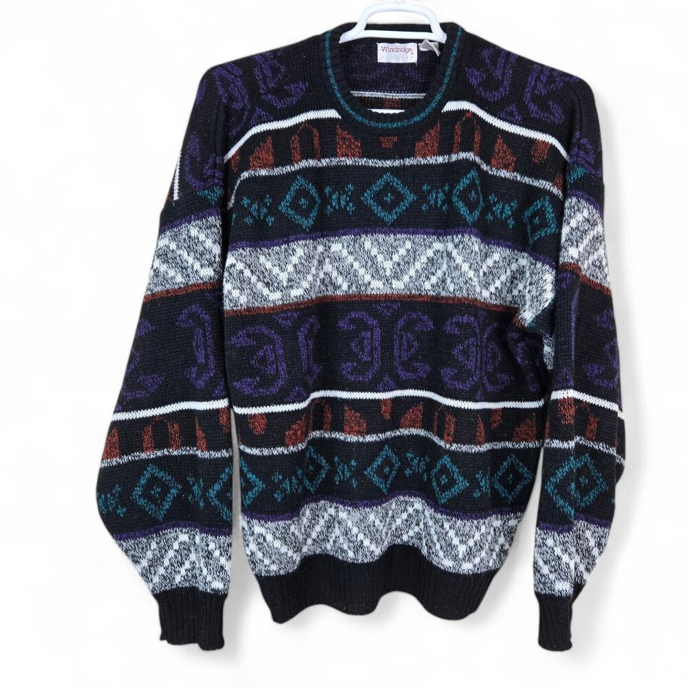 Vintage Mervyns Sweater Mens XL Pullover Knit Abstract 90s Acrylic Windridge